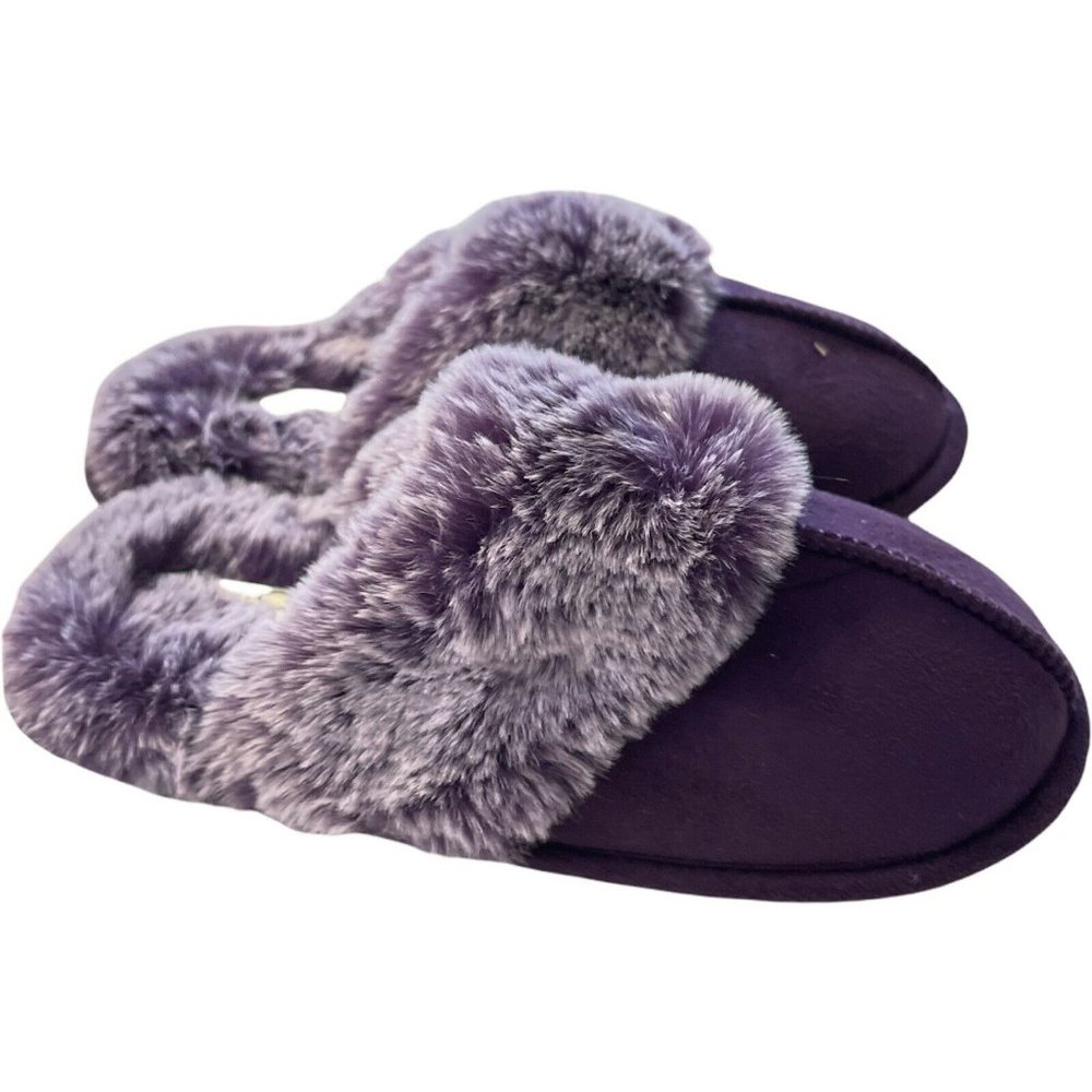 🌹NWT Women’s Slippers Size L 8/9 JESSICA SIMPSON MICRO SCUFF SLIPPERS Purple
